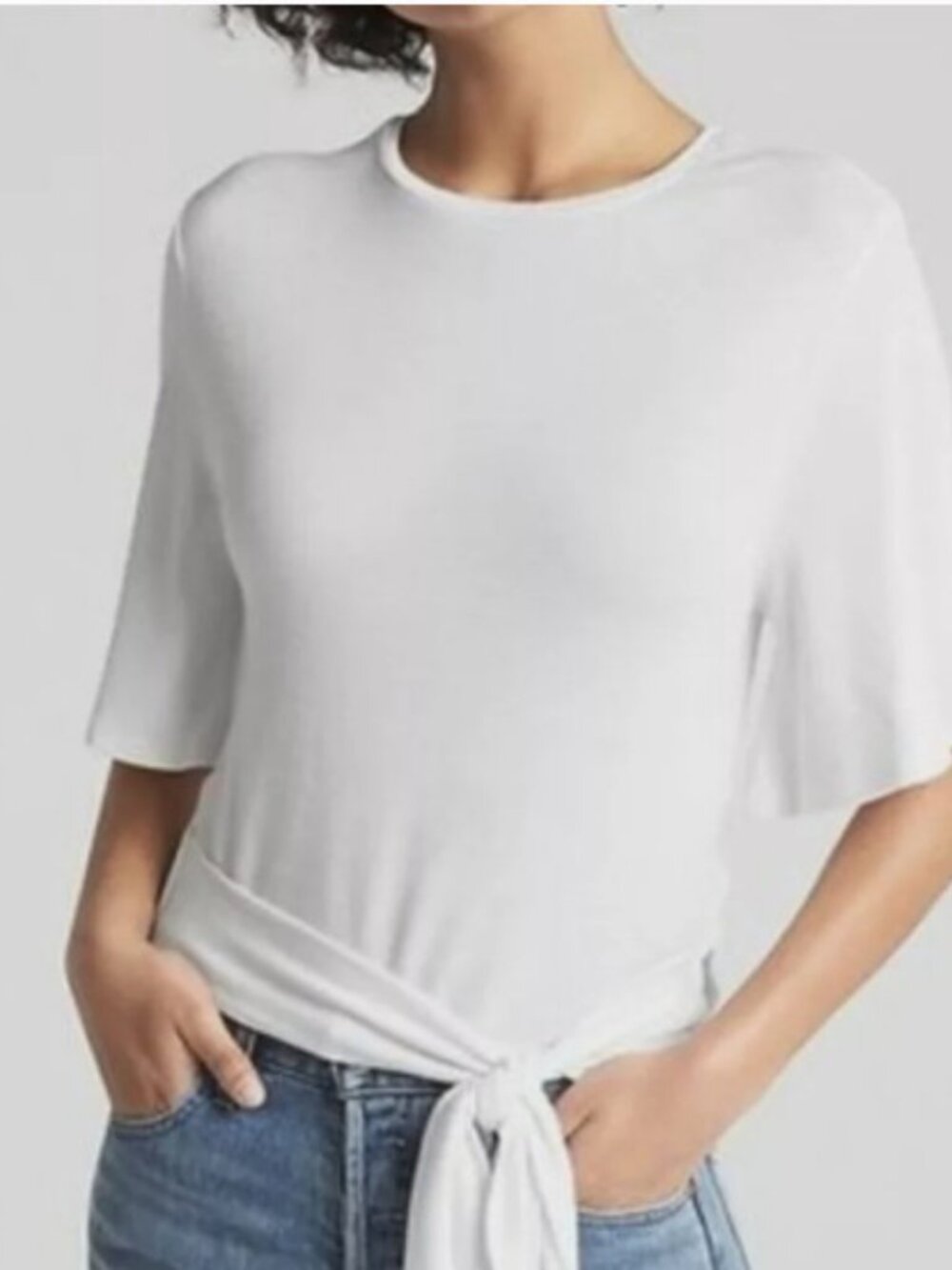 GAP White Wrap T-Shirt Elbow Sleeves Open Back Stretch Jersey Size XXL